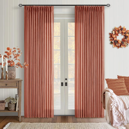 Pinch Pleated Linen Curtains 108" Beige, 2 Panels