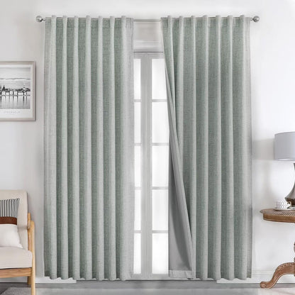 Joydeco Blackout Linen Curtains 84" 2 Panels