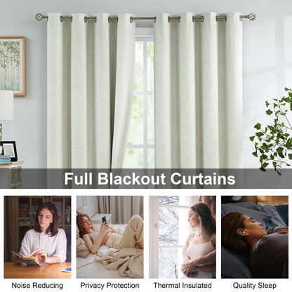 Urban Lotus Blackout Curtains 52x84" Beige, 2 Panels