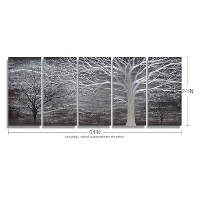 BATRENDY ARTS Silver Tree Wall Art