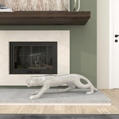 Deco 79 Leopard Statue 42" Silver
