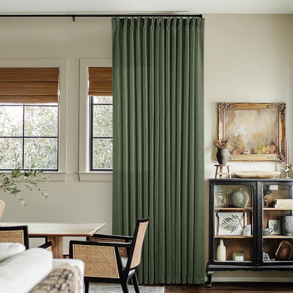 Pinch Pleated Linen Curtains 108" Beige, 2 Panels