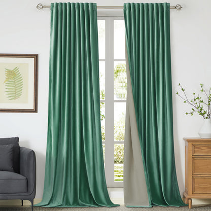 100% Blackout Ivory Off White Velvet Curtains