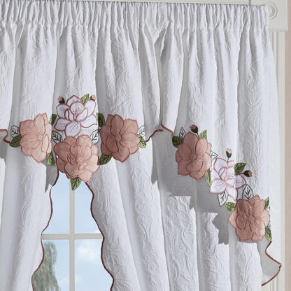 Lovington Floral Curtains 84" Pink & White Set