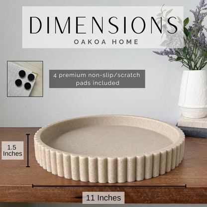 OAKOA Round Concrete Decorative Tray