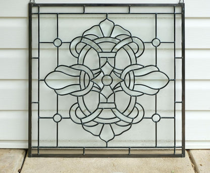 All Clear Stained Glass Beveled Window Panel, 24" X 24"
