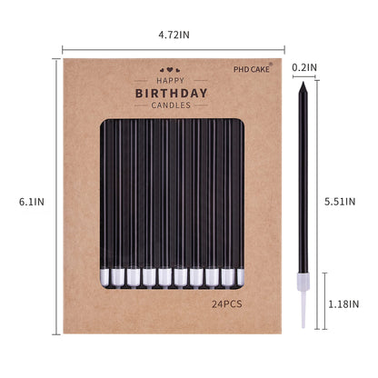 PHD CAKE Gold Long Thin Metallic Birthday Candles