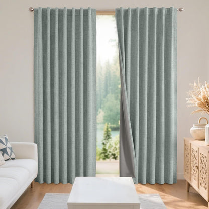 Joydeco Blackout Linen Curtains 84" 2 Panels