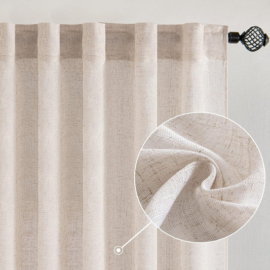 MIULEE Linen Curtains 84" Burnt Orange, 2 Panels