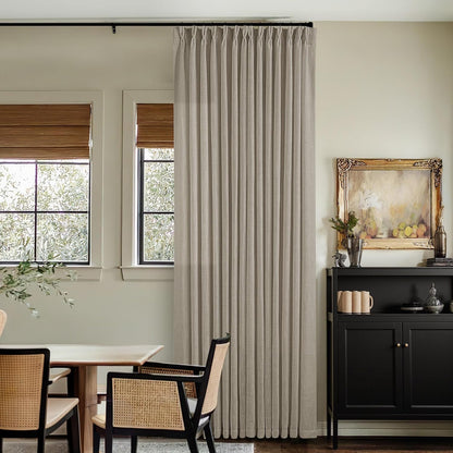 Pinch Pleated Linen Curtains 108" Beige, 2 Panels