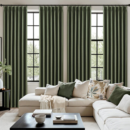 MIULEE Blackout Linen Curtains 96" 2 Panels