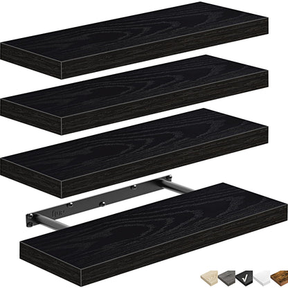 QEEIG Floating Shelves, 3pcs, Rustic Brown