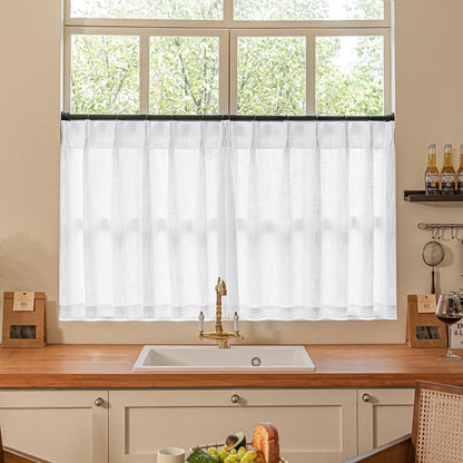Pinch Pleated Linen Curtains 108" Beige, 2 Panels