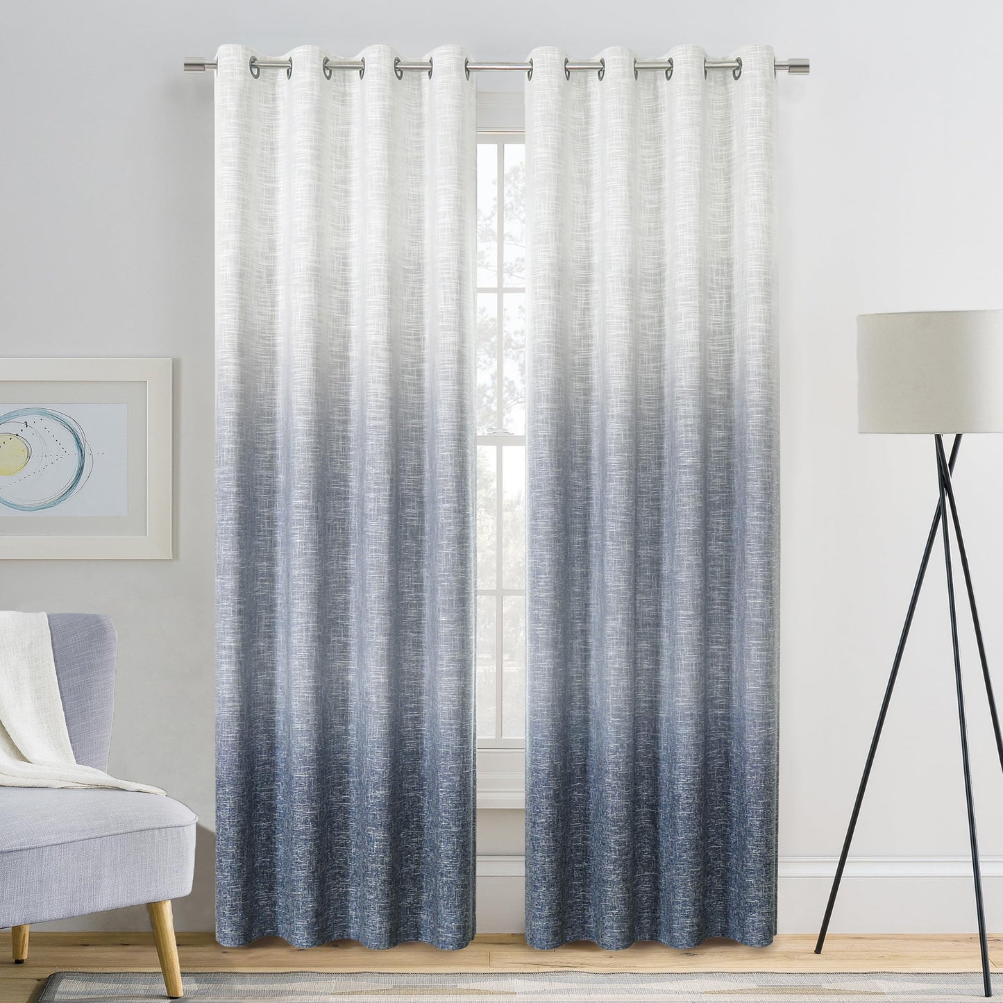 Ombre Blackout Curtains 50x84" Gray, 2 Panels