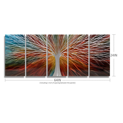 BATRENDY ARTS Silver Tree Wall Art
