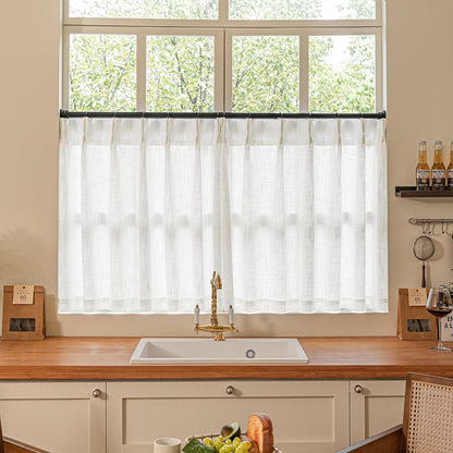 Pinch Pleated Linen Curtains 108" Beige, 2 Panels