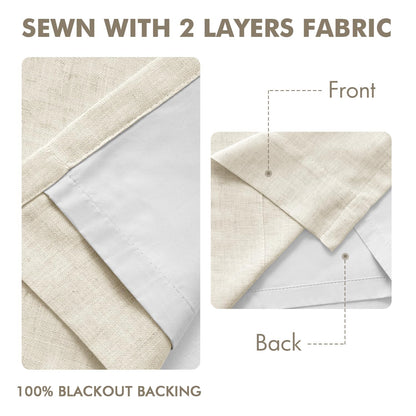 MIULEE Blackout Linen Curtains 96" 2 Panels
