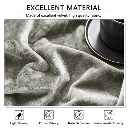 SNITIE Velvet Curtains 52x108" Ivory, 2 Panels