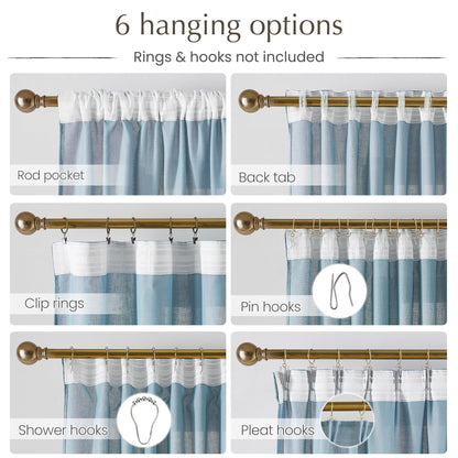 NICETOWN Linen Curtains 52x108" 2 Panels