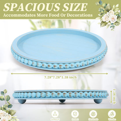 HPC Decor Round White Wood Tray, 12"