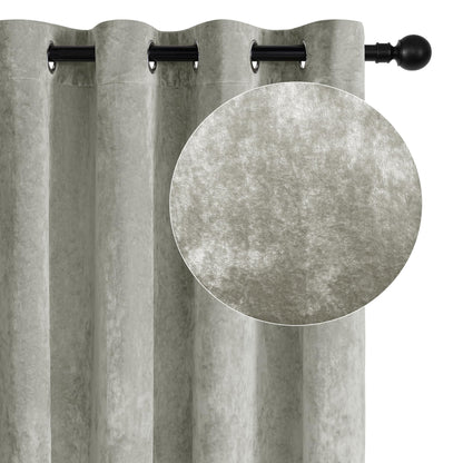 SNITIE Velvet Curtains 52x108" Ivory, 2 Panels