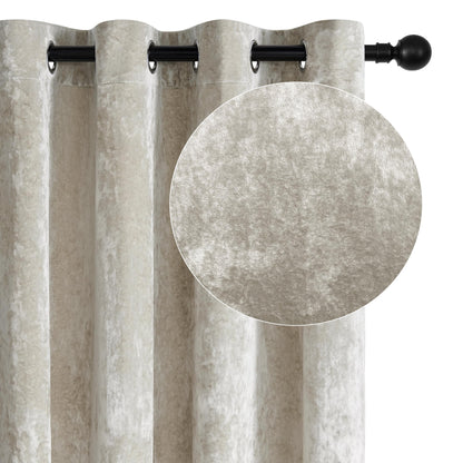 SNITIE Velvet Curtains 52x108" Ivory, 2 Panels