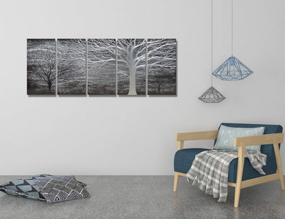 BATRENDY ARTS Silver Tree Wall Art