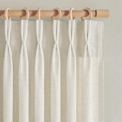 Rustic Linen Curtains, Oatmeal Beige 96" Set of 2