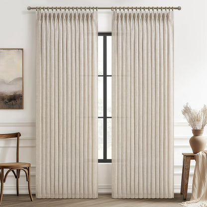 Rustic Linen Curtains, Oatmeal Beige 96" Set of 2