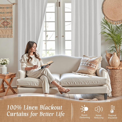 LAMIT Linen Blackout Curtains 60x84" Taupe, 2 Panels
