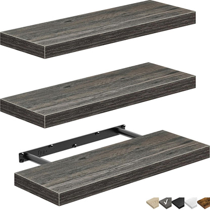 QEEIG Floating Shelves, 3pcs, Rustic Brown