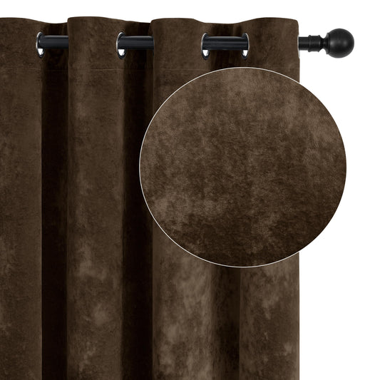 SNITIE Velvet Curtains 52x108" Ivory, 2 Panels