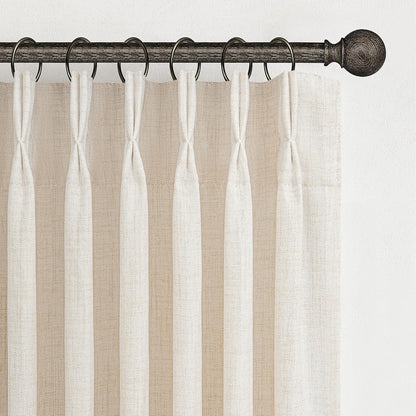 Rustic Linen Curtains, Oatmeal Beige 96" Set of 2
