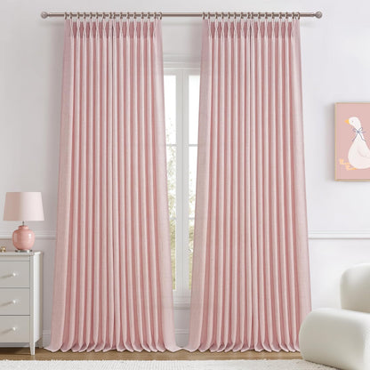 Rustic Linen Curtains, Oatmeal Beige 96" Set of 2