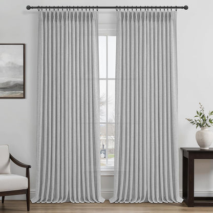 Rustic Linen Curtains, Oatmeal Beige 96" Set of 2