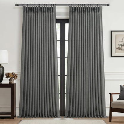 Rustic Linen Curtains, Oatmeal Beige 96" Set of 2