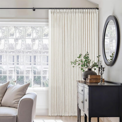 Pinch Pleated Linen Curtains 108" Beige, 2 Panels