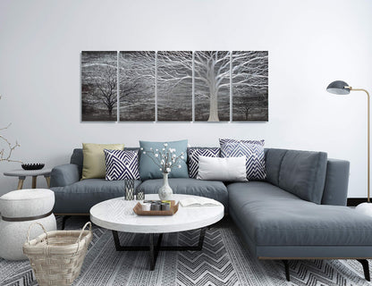 BATRENDY ARTS Silver Tree Wall Art