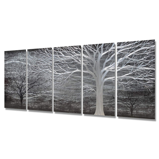 BATRENDY ARTS Silver Tree Wall Art