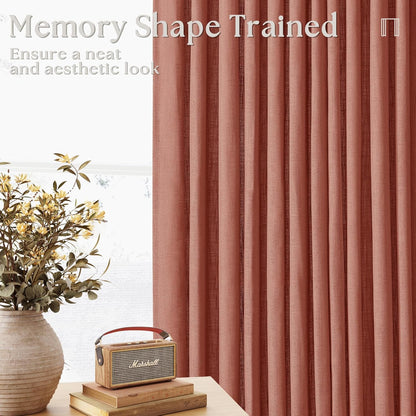 Pinch Pleated Linen Curtains 108" Beige, 2 Panels