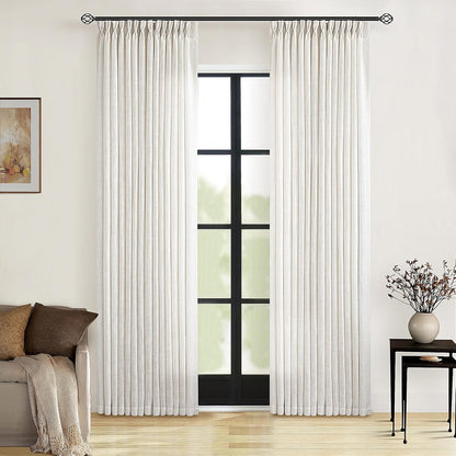 Pinch Pleated Linen Curtains 108" Beige, 2 Panels