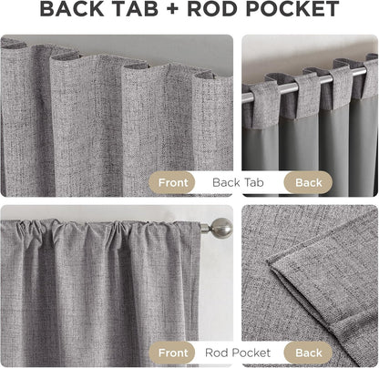 Joydeco Blackout Linen Curtains 84" 2 Panels