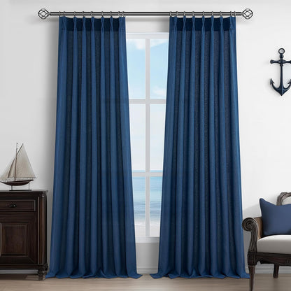 Rustic Linen Curtains, Oatmeal Beige 96" Set of 2
