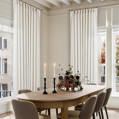 Pinch Pleated Linen Curtains 108" Beige, 2 Panels