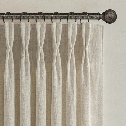 Rustic Linen Curtains, Oatmeal Beige 96" Set of 2